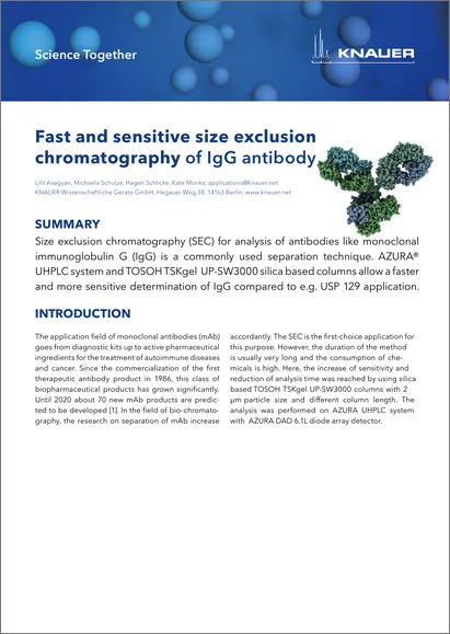 Fast and sensitive size exclusion chromatography of IgG antibody