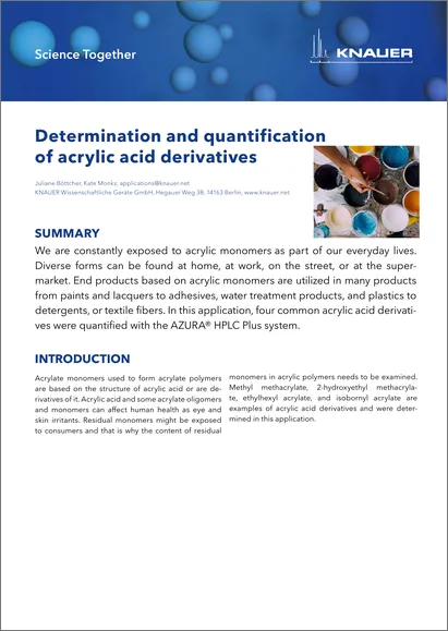 Determination and quantification of acrylic acid derivatives