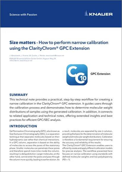 Size matters - How to perform narrow calibration using the ClarityChrom® GPC Extension