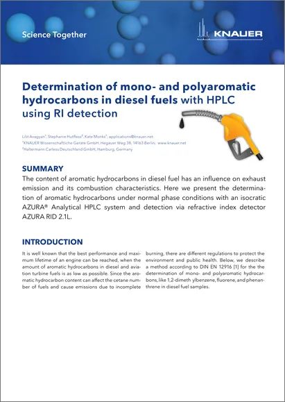 Determination of mono- and polyaromatic hydrocarbons in diesel fuels with HPLC using RI detection