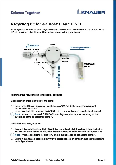 Recycling Kit for AZURA Pump P 6.1L Supplement