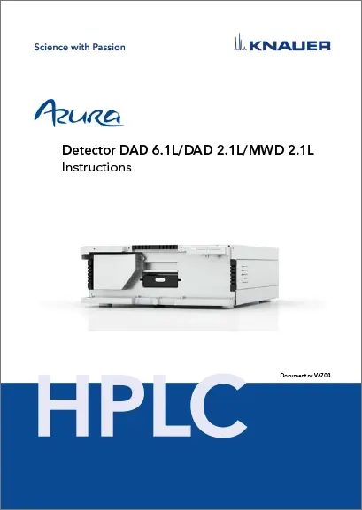 AZURA Detector DAD 6.1L, DAD 2.1L, MWD 2.1L Instructions EN (V6700)