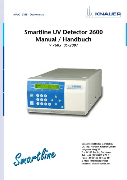 Smartline UV Detector 2600 User Manual EN/DE (V7605)