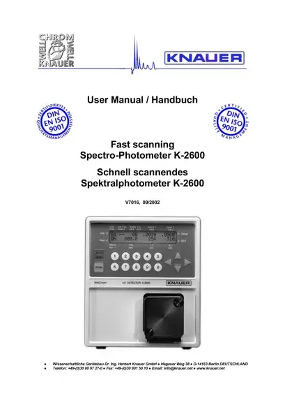 WellChrom K-2600 Spectro-Photometer User Manual EN/DE (V7016)