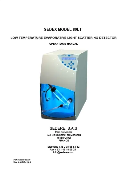 Sedex 80LT Light Scattering Detector User Manual EN