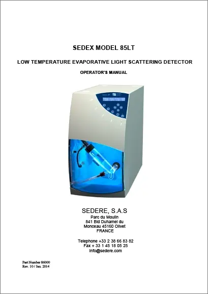 Sedex 85LT Light Scattering Detector User Manual EN