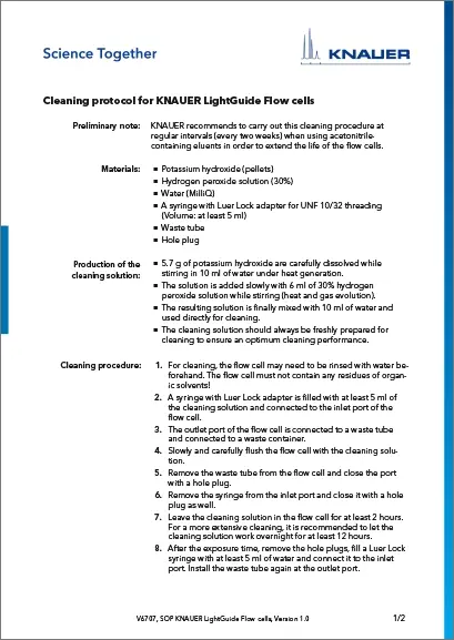 SOP Flowcells: Cleaning Procedure for KNAUER LightGuide Flow Cells (V6707)