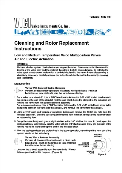 Vici/Valco: Cleaning and Rotor Replacement Technical Note EN