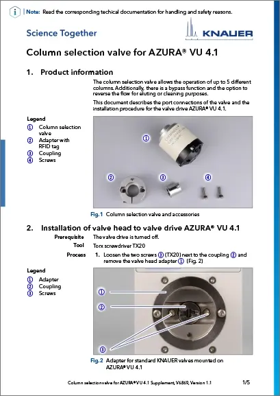 Column Switching Valve for AZURA VU 4.1 Supplement EN (V6869)