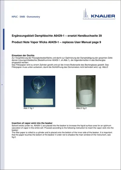 Vapor Wicks Product Note A0429-1 EN/DE