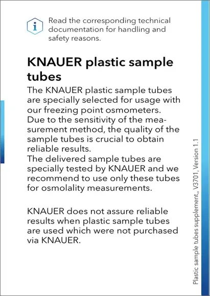 K-7400S KNAUER Plastic Sample Tubes Supplement EN (V3701)