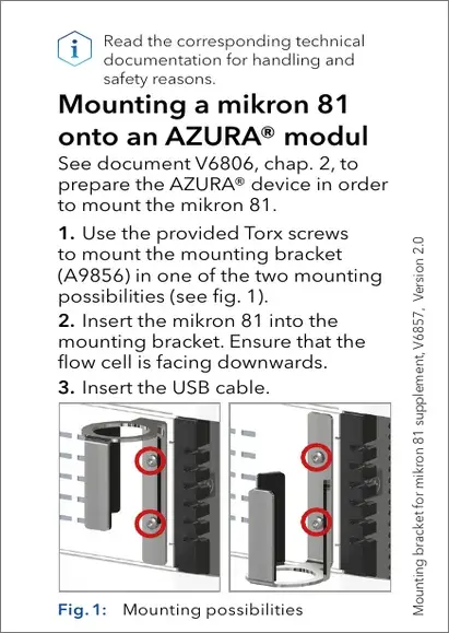 Mounting Bracket for Mikron 81 Supplement EN (V6857)
