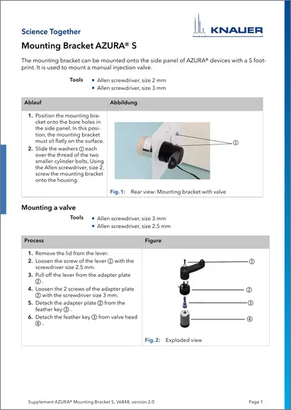 AZURA® Mounting Bracket S Supplement EN/DE (V6848)