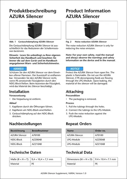 AZURA® Silencer Supplement EN/DE (V6904)