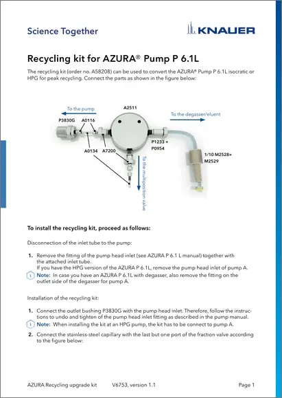 AZURA® Recycling Kit for Pump P 6.1L (V6753)