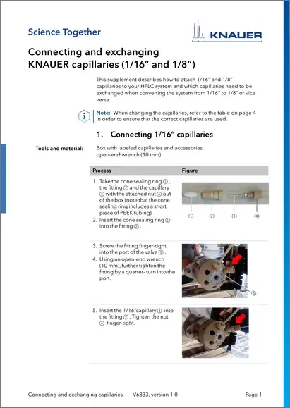 Connecting and Exchanging KNAUER Capillaries (1/16'' and 1/8'') (V6833)