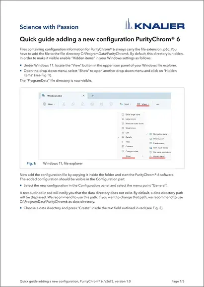 PurityChrom® 6 Quick Guide (V2673)