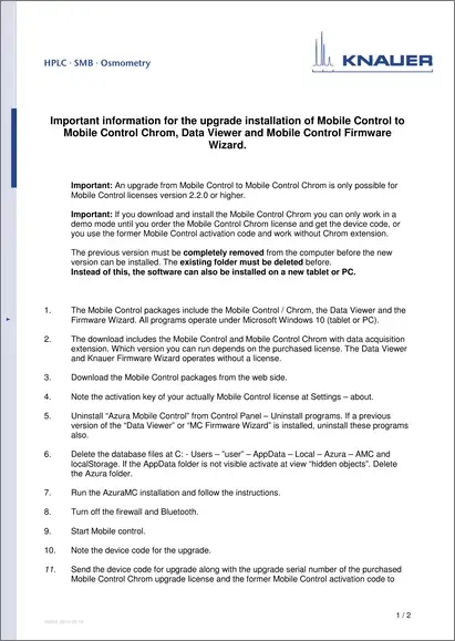 Mobile Control Update Installation Guide EN (V6854)