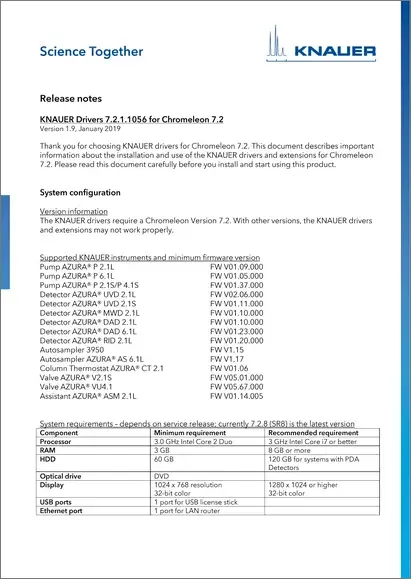 Chromeleon Release Note