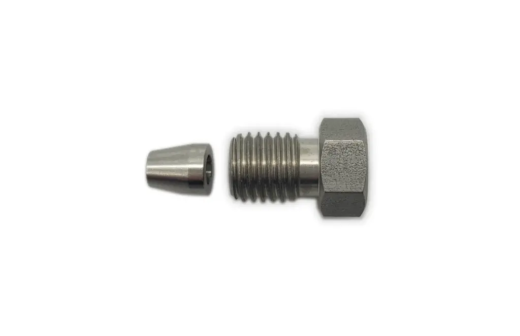 Verschraubung lang, Edelstahl, für 1/8" Kapillaren, Set aus 2, incl. Schneidringe, bis 400 bar