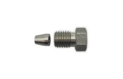 [A7227] Verschraubung lang, Edelstahl, für 1/8" Kapillaren, Set aus 2, incl. Schneidringe, bis 400 bar